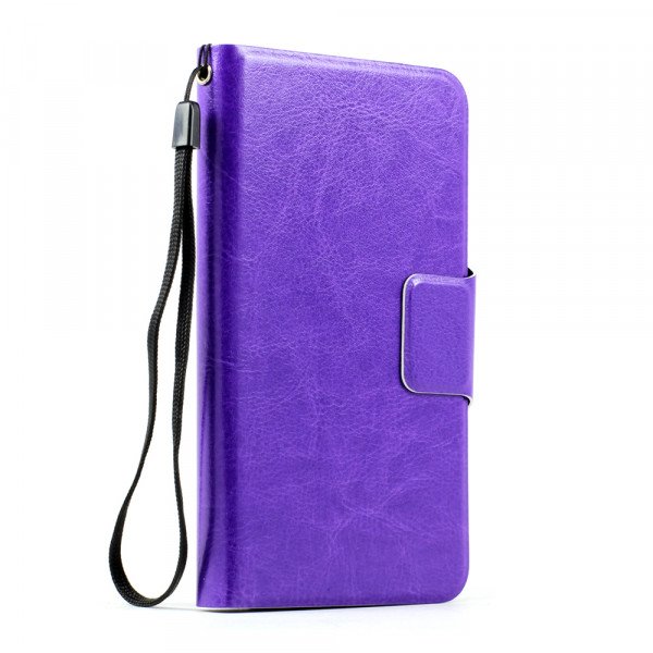 Wholesale Samsung Galaxy S5 SM-G900 Slim Flip Leather Wallet TPU Case with Strap and Stand (Purple)